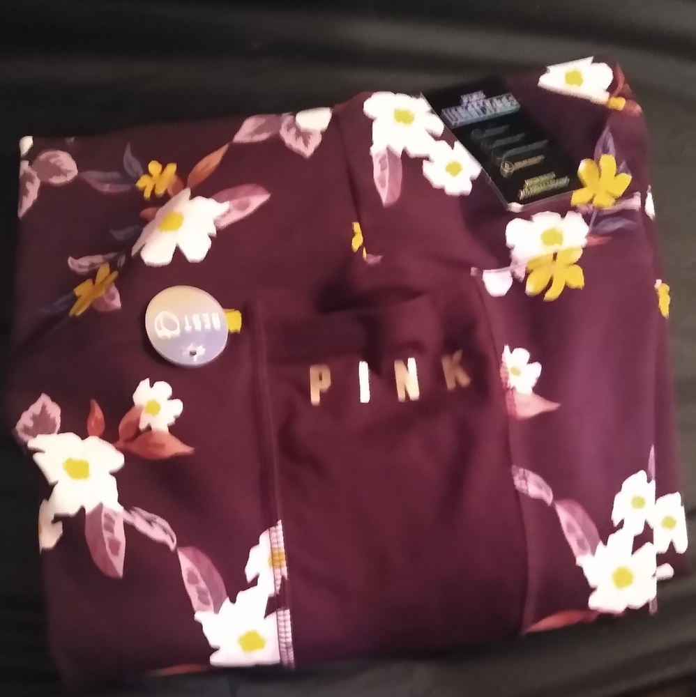 New Pink Blackout Floral Workout Leggings w/ Pocket | High-Waisted S/P